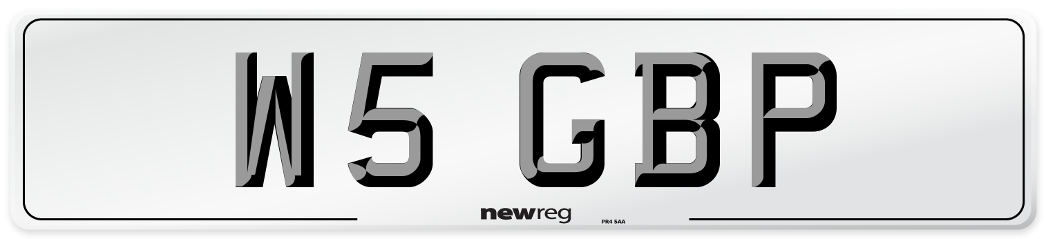 W5 GBP Number Plate from New Reg